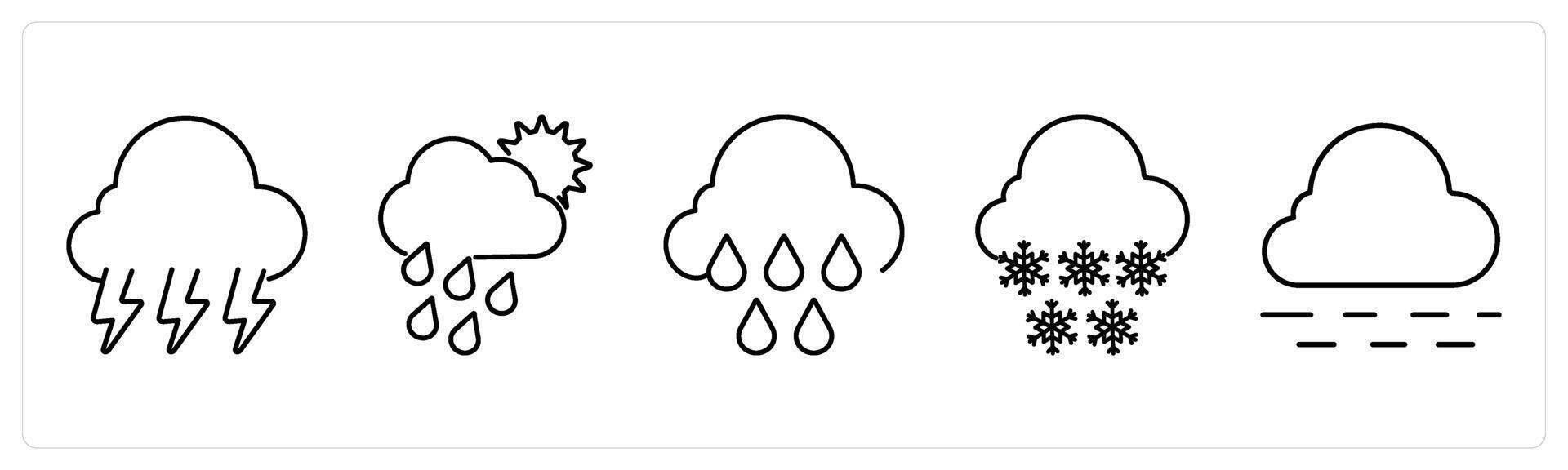 5 Mix icons as thunderstorm, rainy day, rain in black bold vector