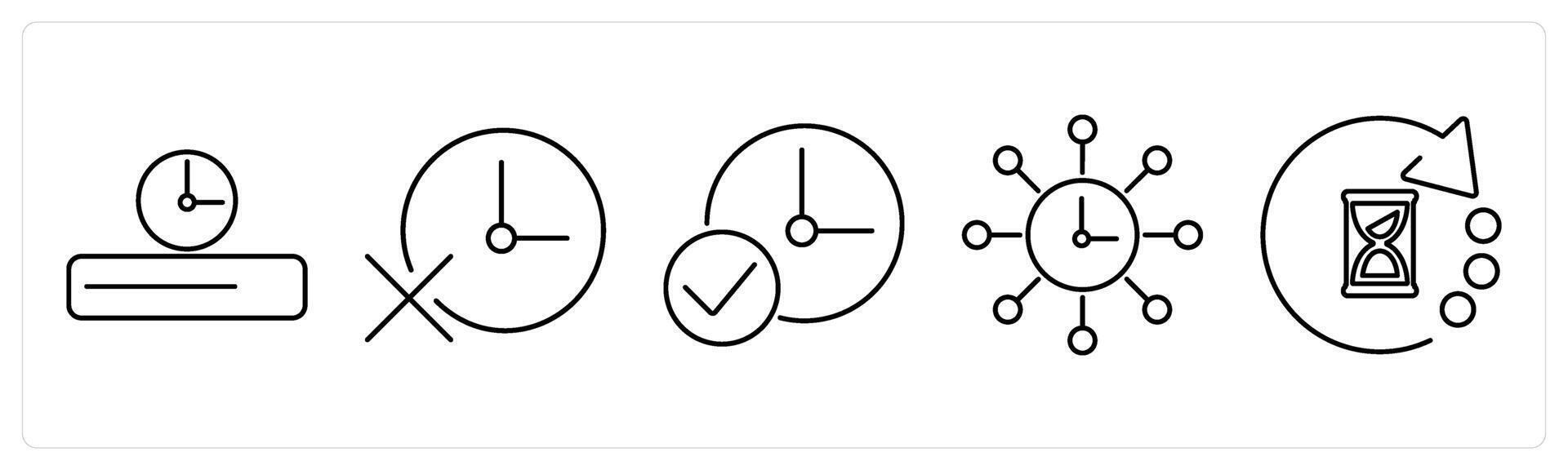 5 Mix icons as timeline, deadline failed, deadline achieve in black bold vector