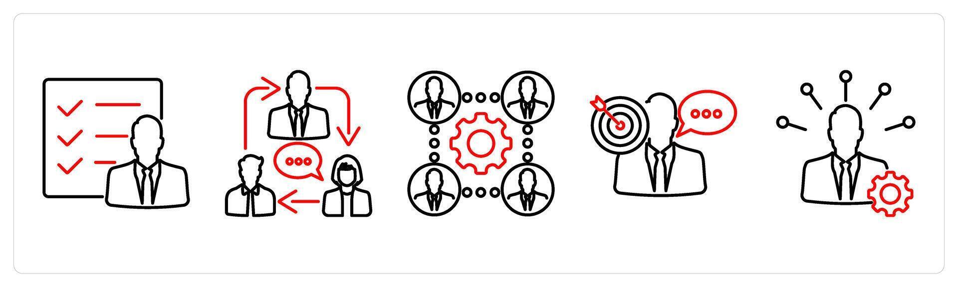 5 mix icons as business activity, business team in red bold vector