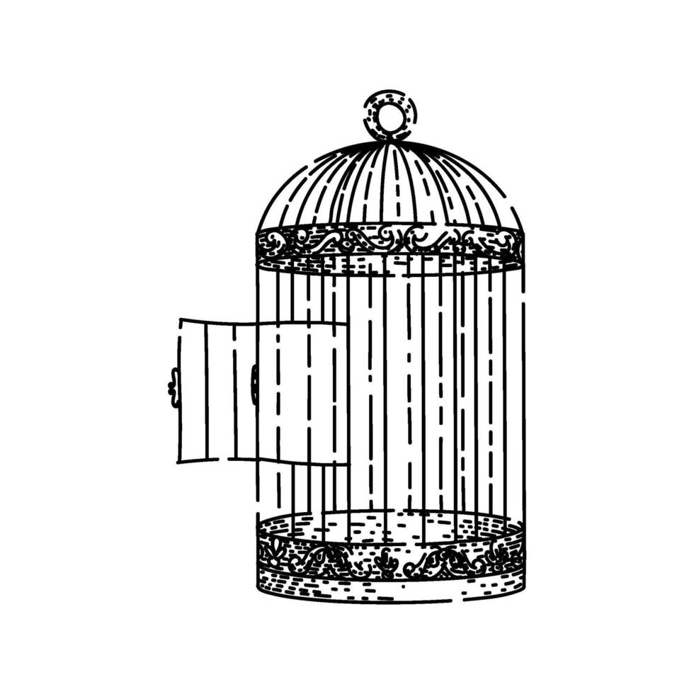 birdcage sketch drawn vector