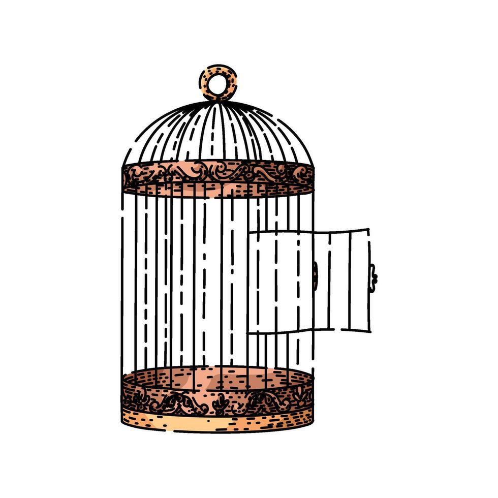 feeder birdcage sketch hand item vector