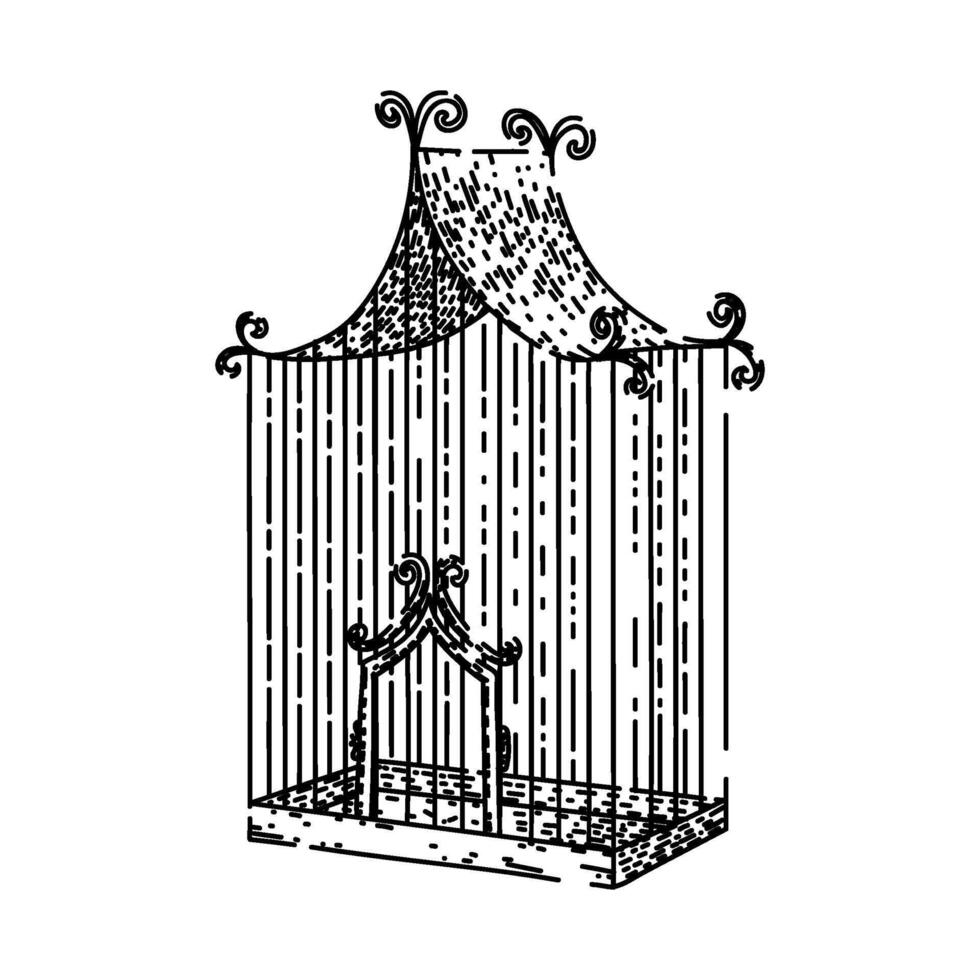 perch birdcage sketch hand drawn item vector