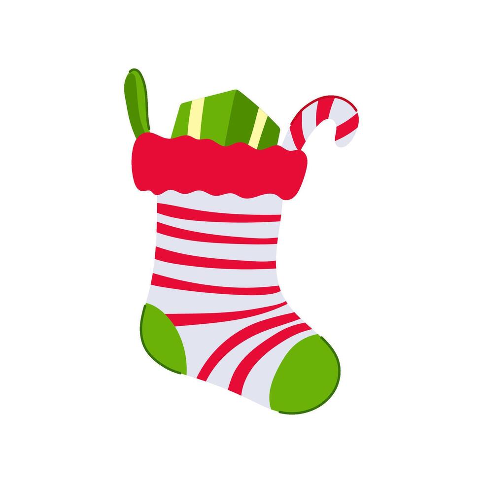 decoration christmas sock cartoon item vector