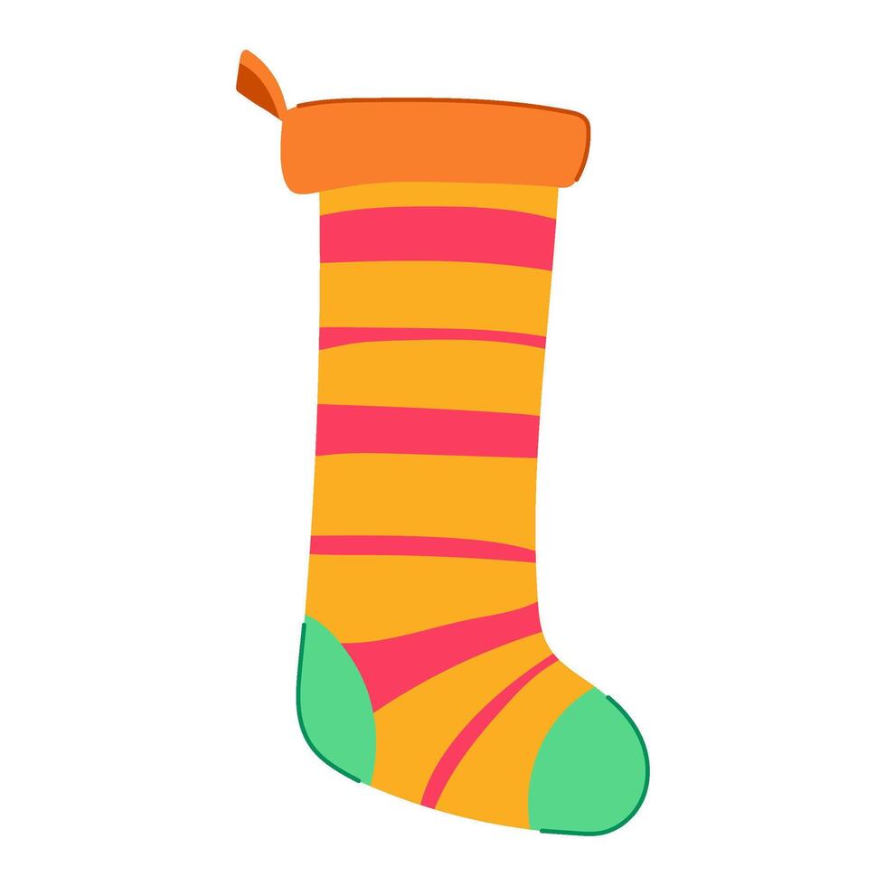 hanging christmas sock cartoon item vector