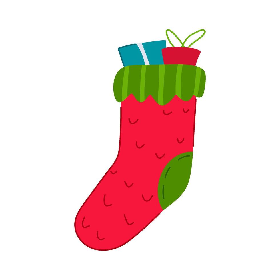 holiday christmas sock cartoon item vector