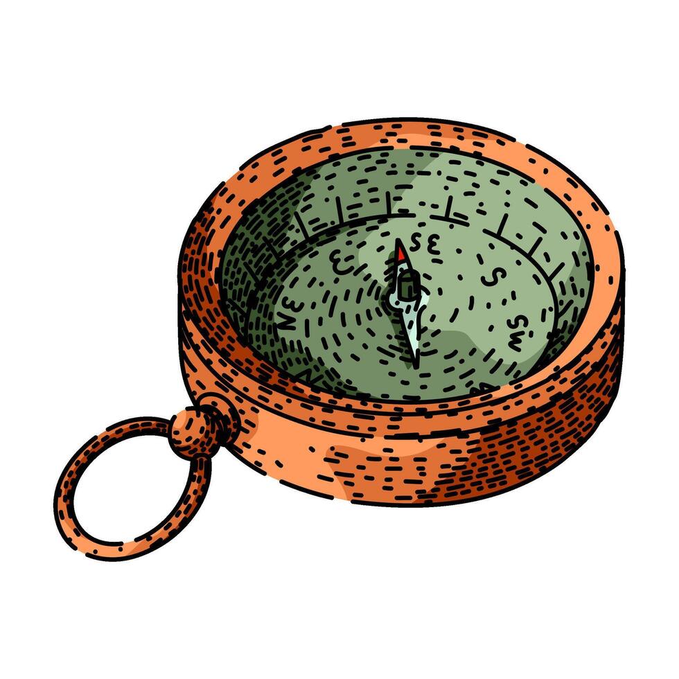 compass sketch hand drawn item vector