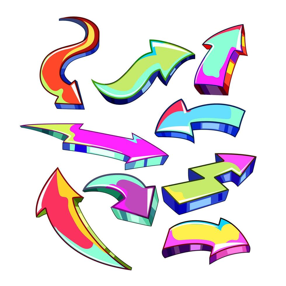 graffiti arrows set cartoon item vector