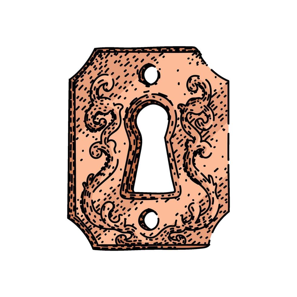 door keyhole sketch drawn item vector