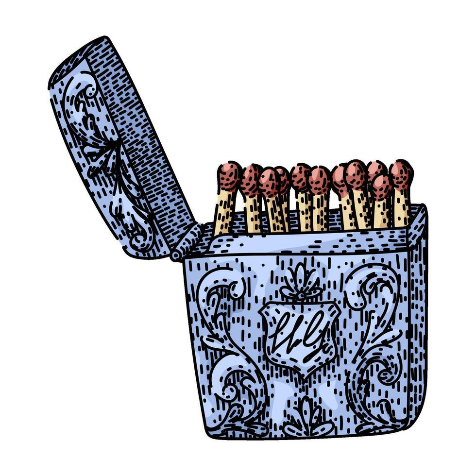 flute matchbox hand drawn item vector