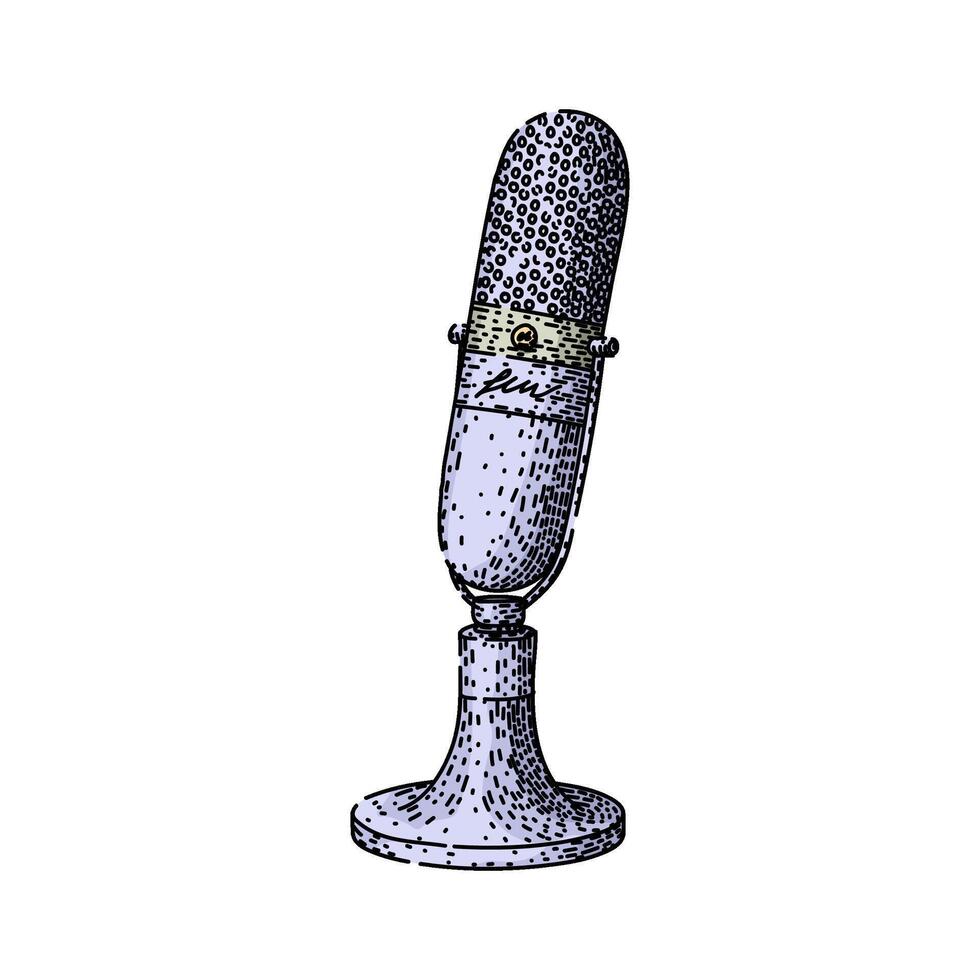 dynamic microphone sketch hand drawn item vector