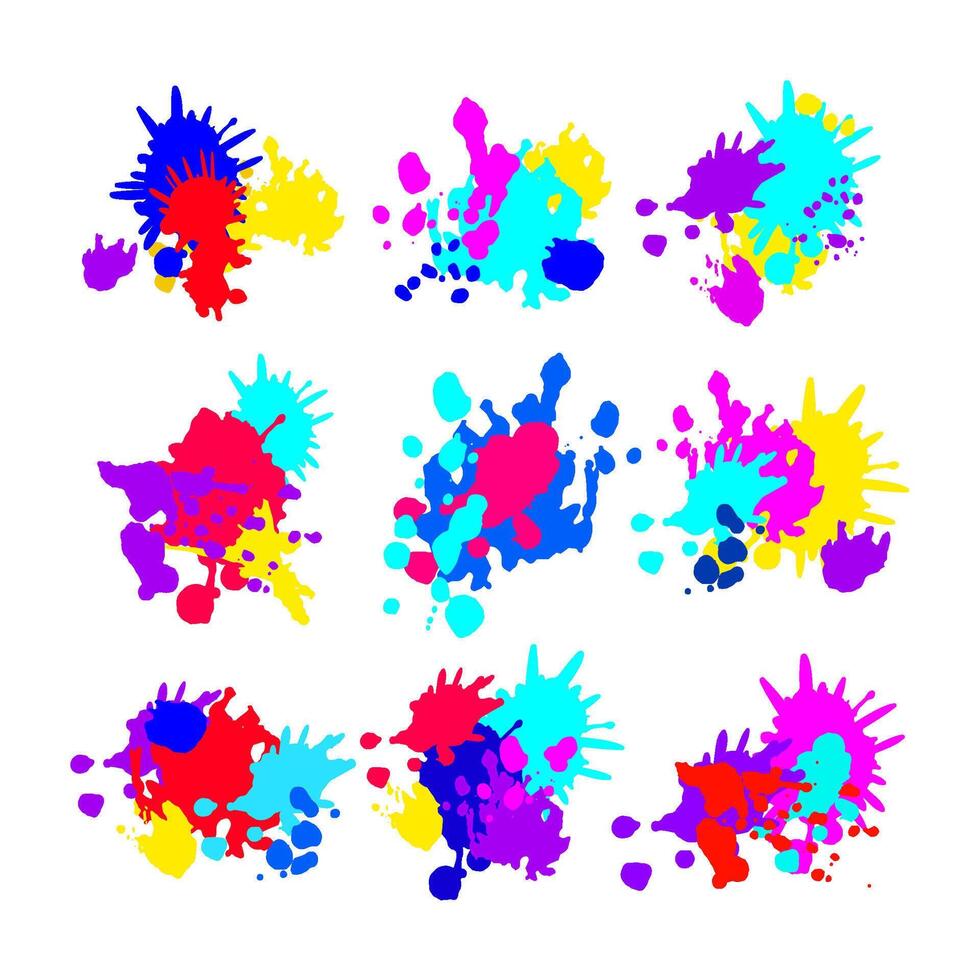 paint splatter set cartoon item vector