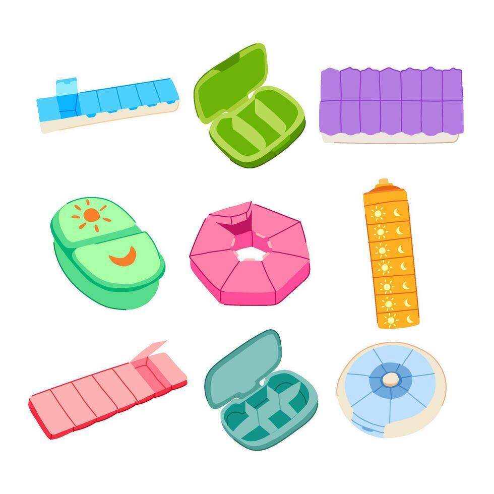 pill organizer set item vector