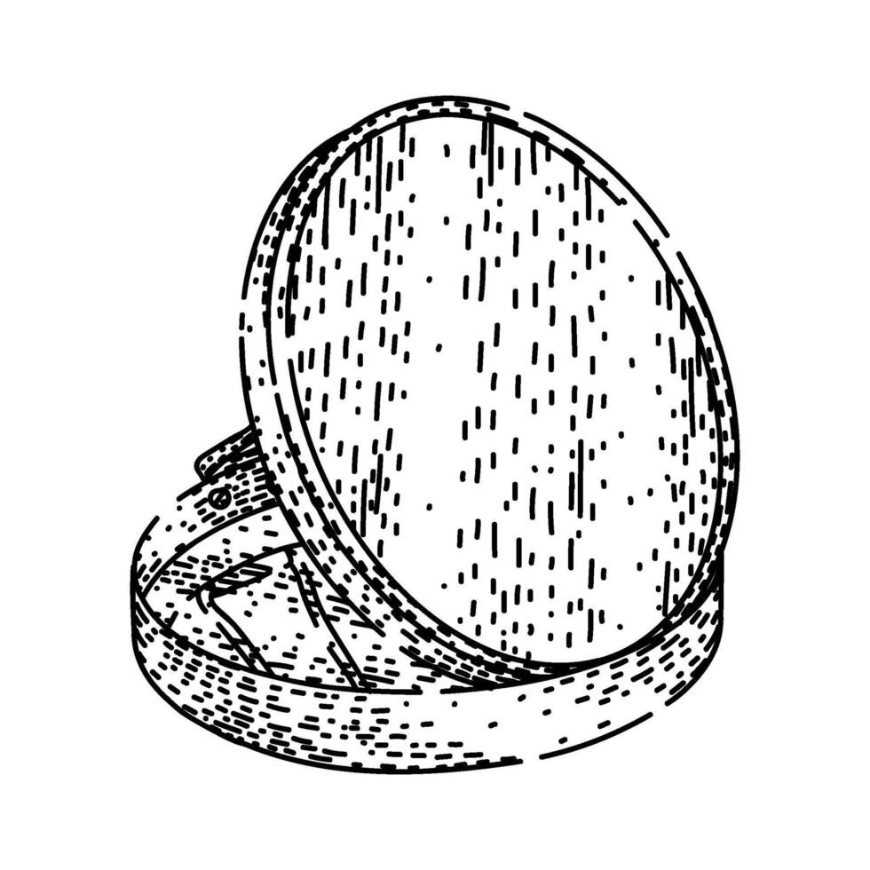 portable pocket mirror sketch hand item vector