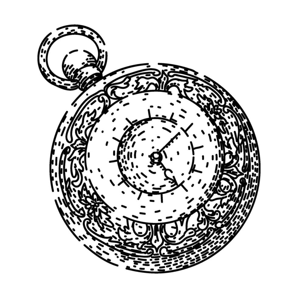 quartz pocket watch sketch hand item vector