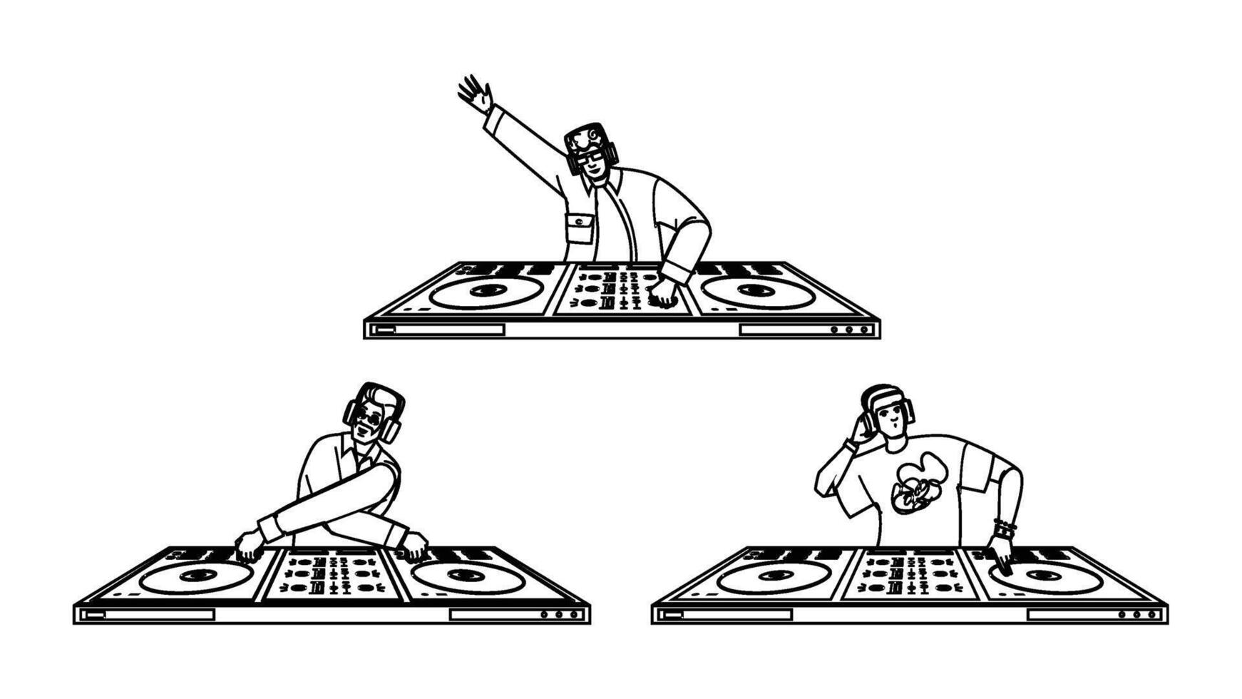 music dj man character turntable people vector