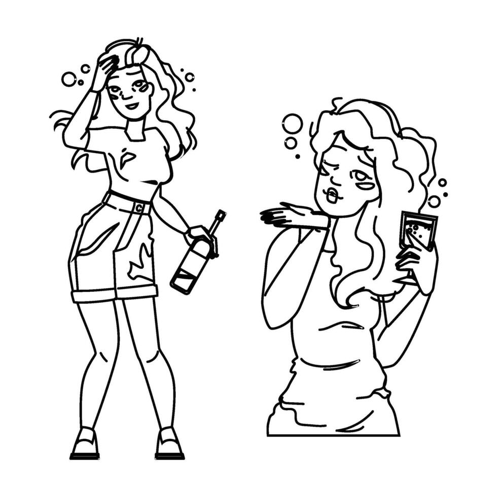 night drunk woman people vector