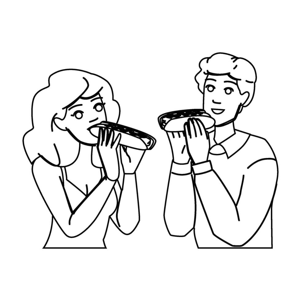 fast eating hot dog people vector