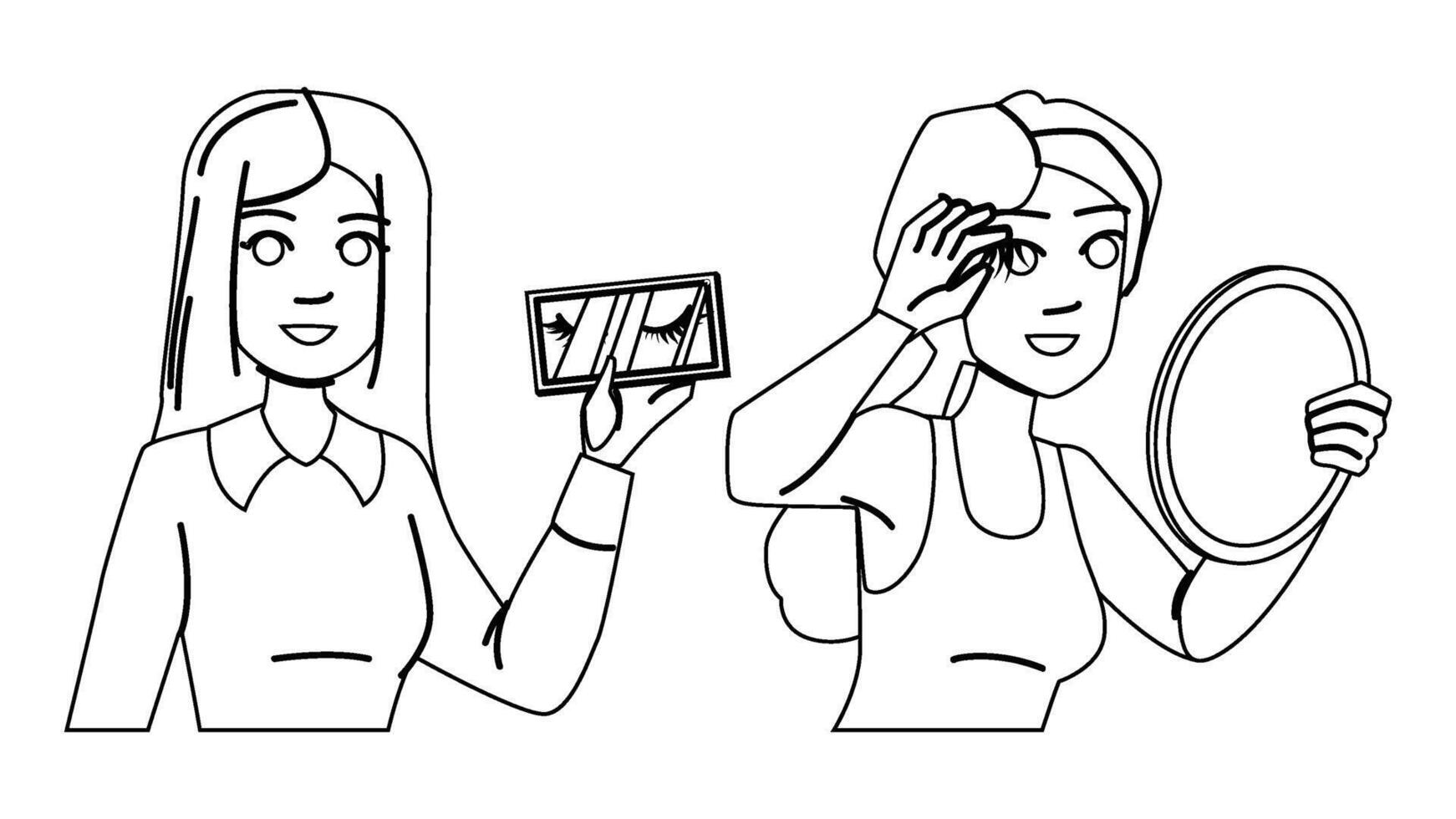 beauty false eyelashes people vector