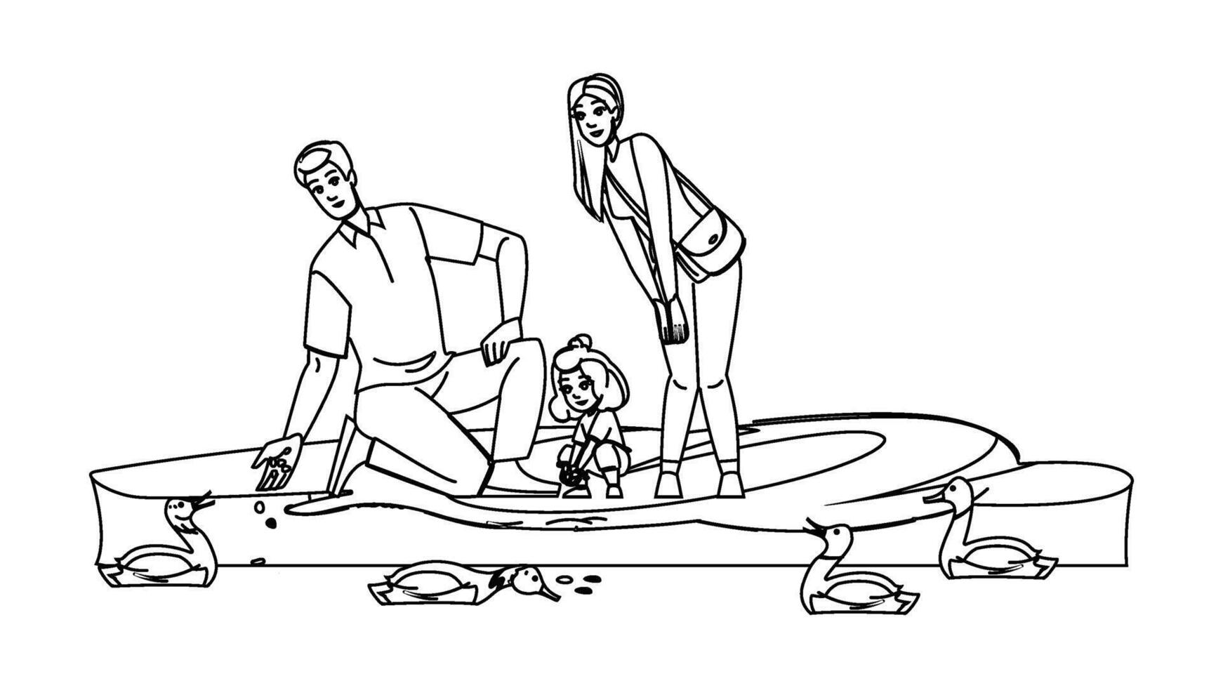 agua alimentación patos familia personas vector