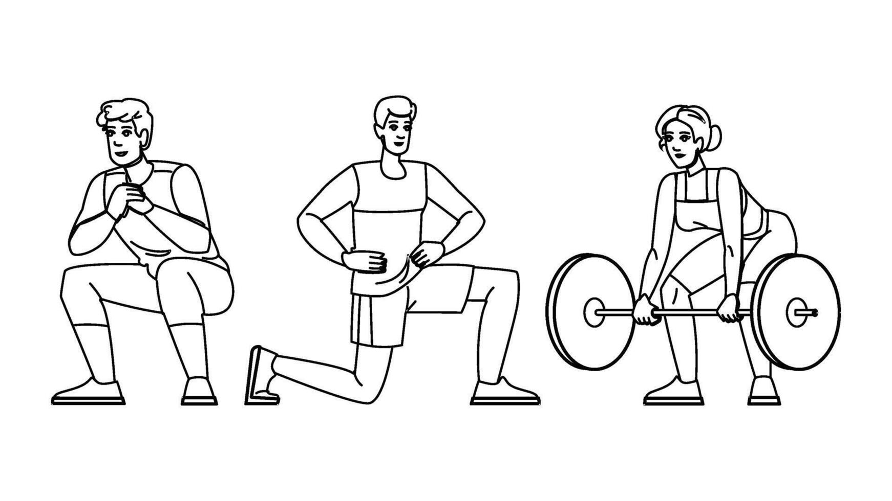 deadlifts fitness exercises leg people vector