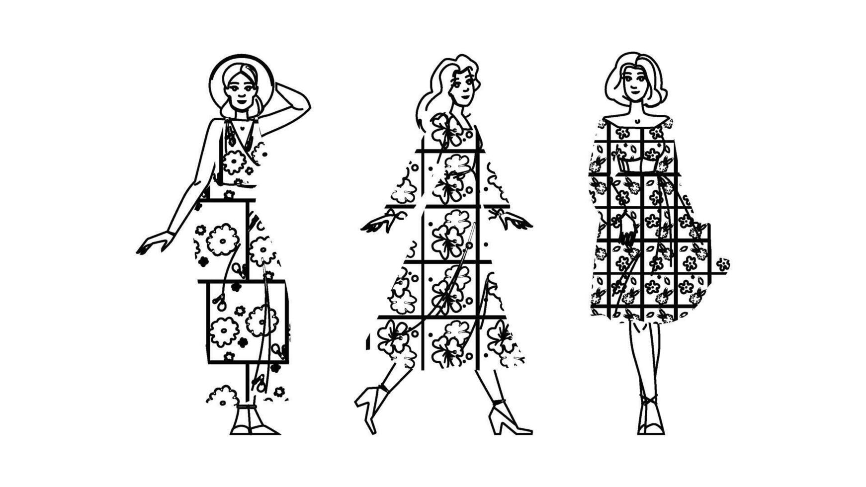 bohemian floral dress woman people vector