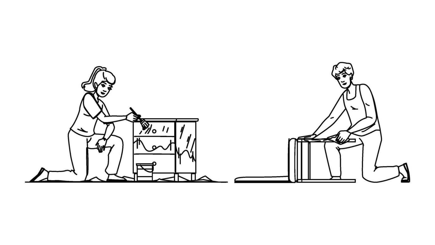 paint furniture renovation people vector
