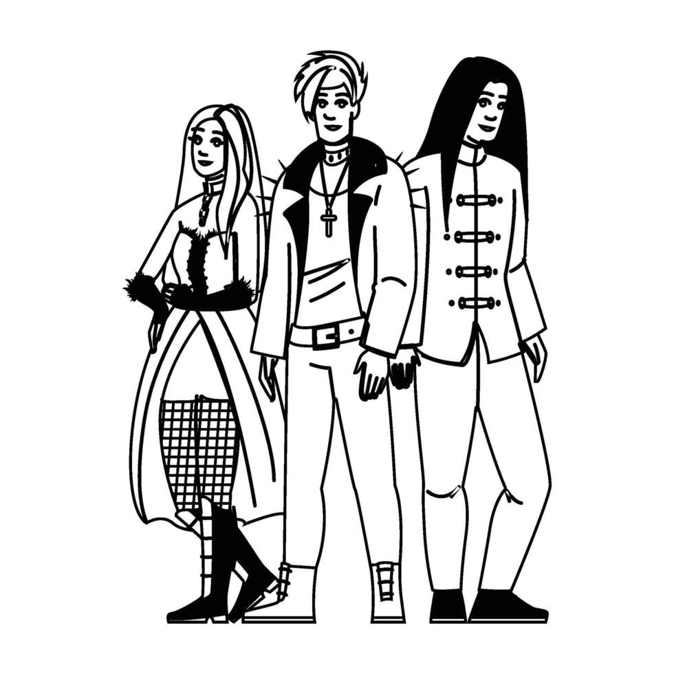 aesthetic goth band people vector