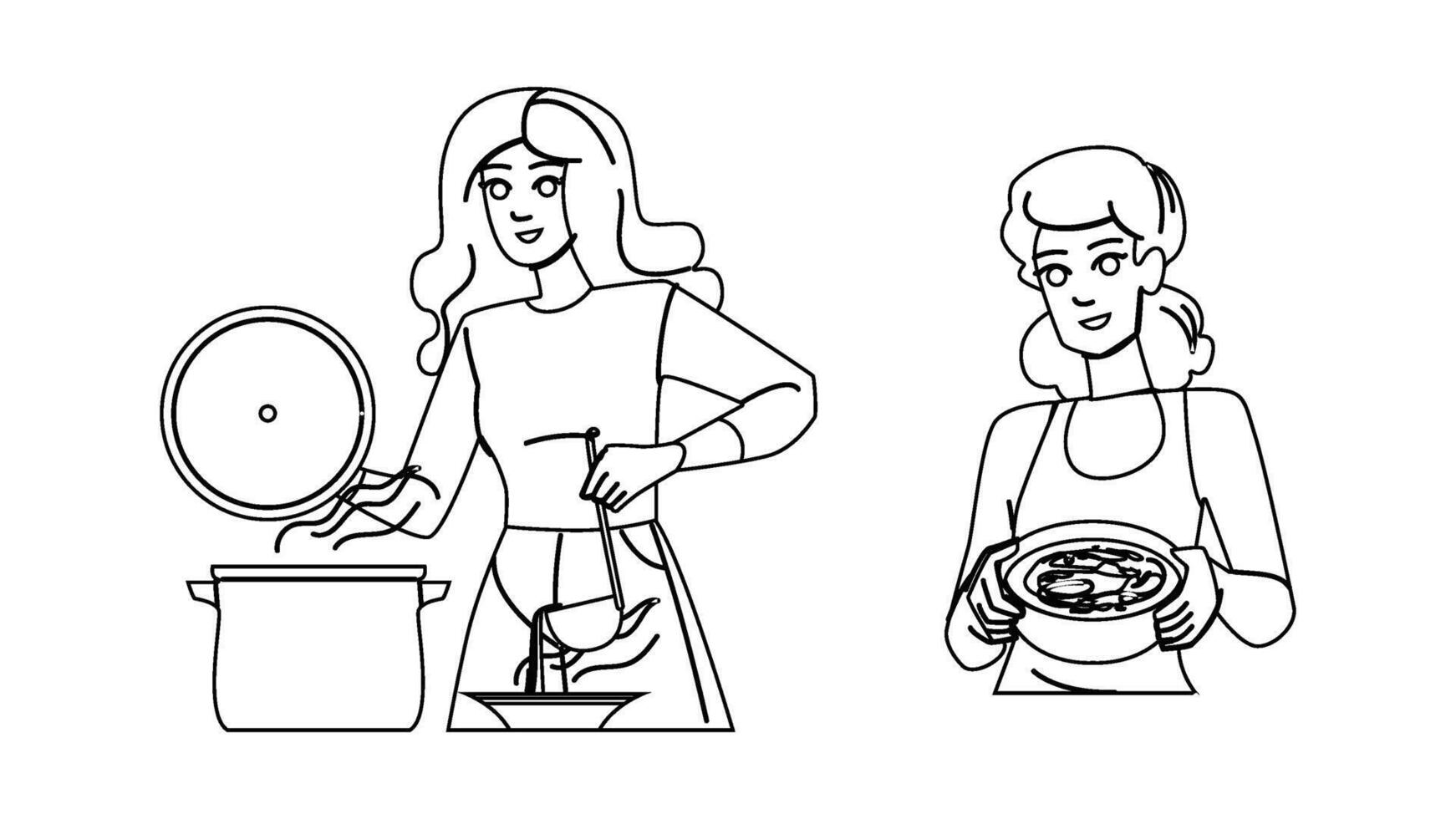 bowl homemade soup people vector