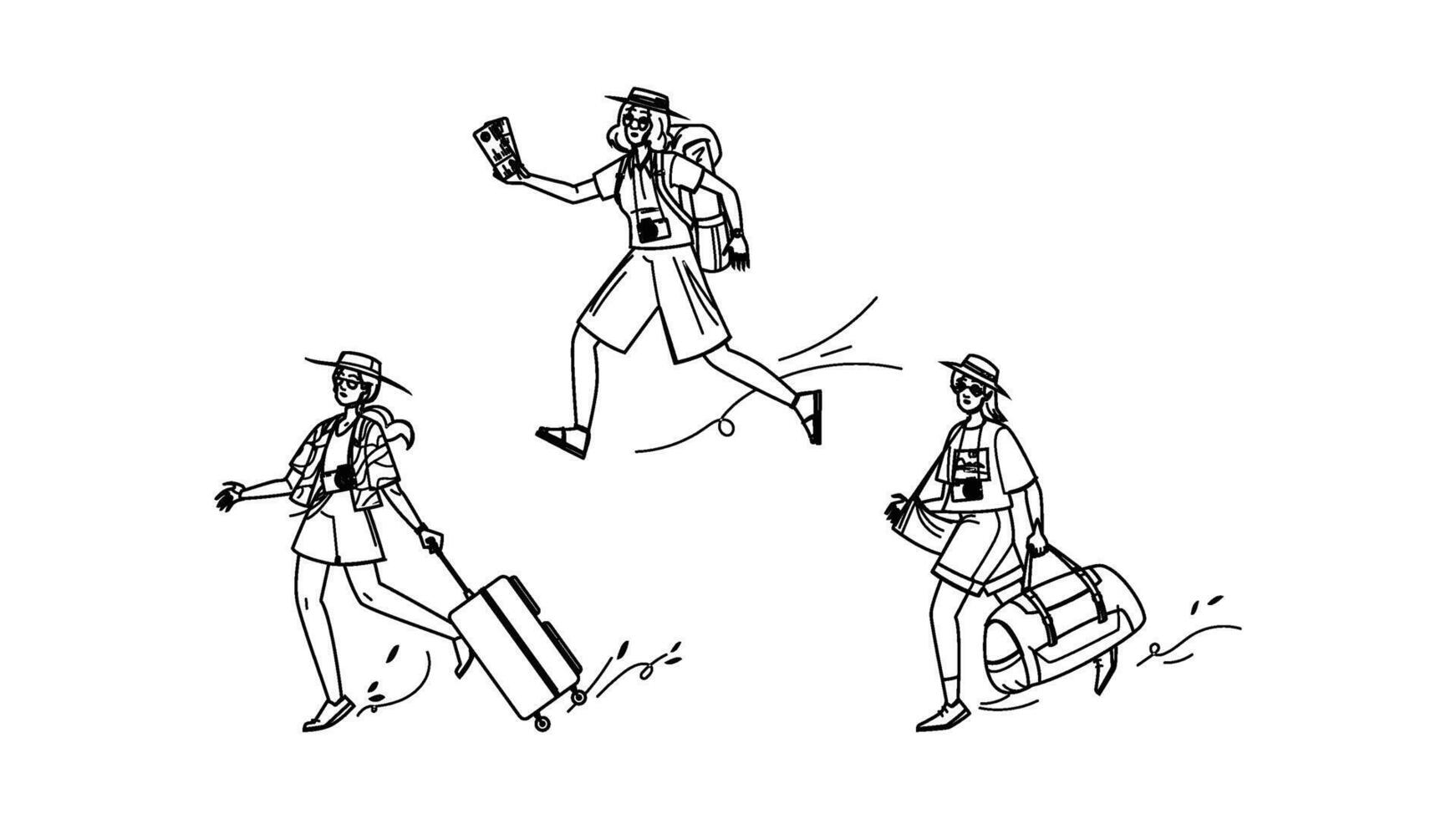 travel hurrying tourist woman people vector