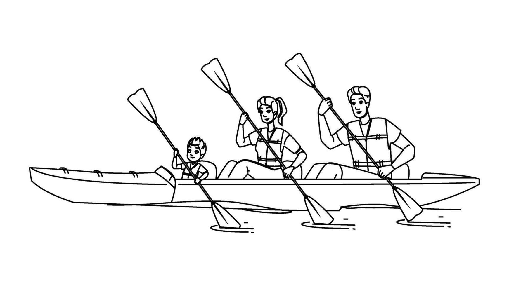 adventure kayak family people vector