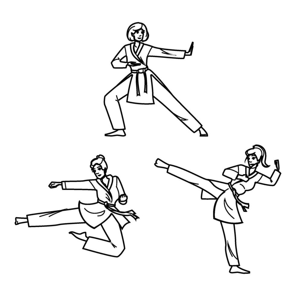 defense karate woman people vector