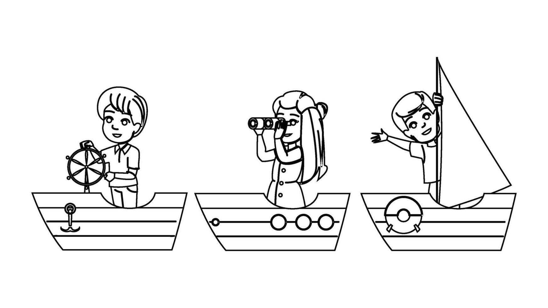 fun kid boating people vector