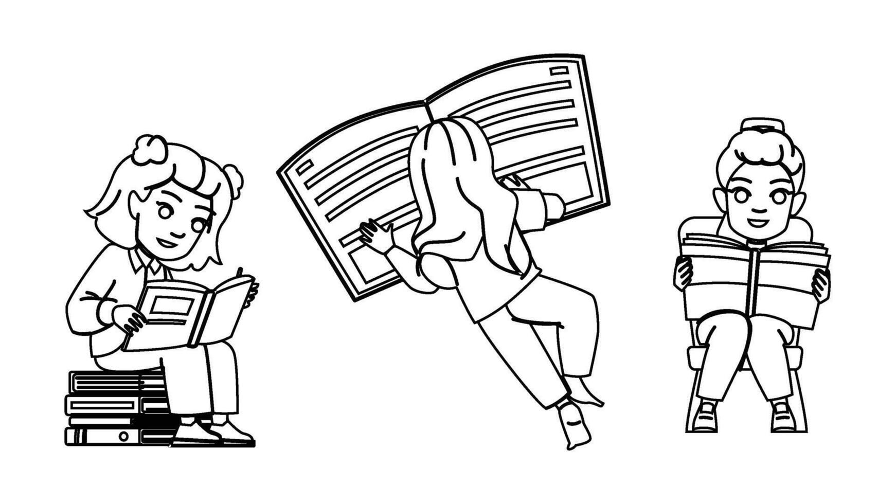 student kid girl book people vector