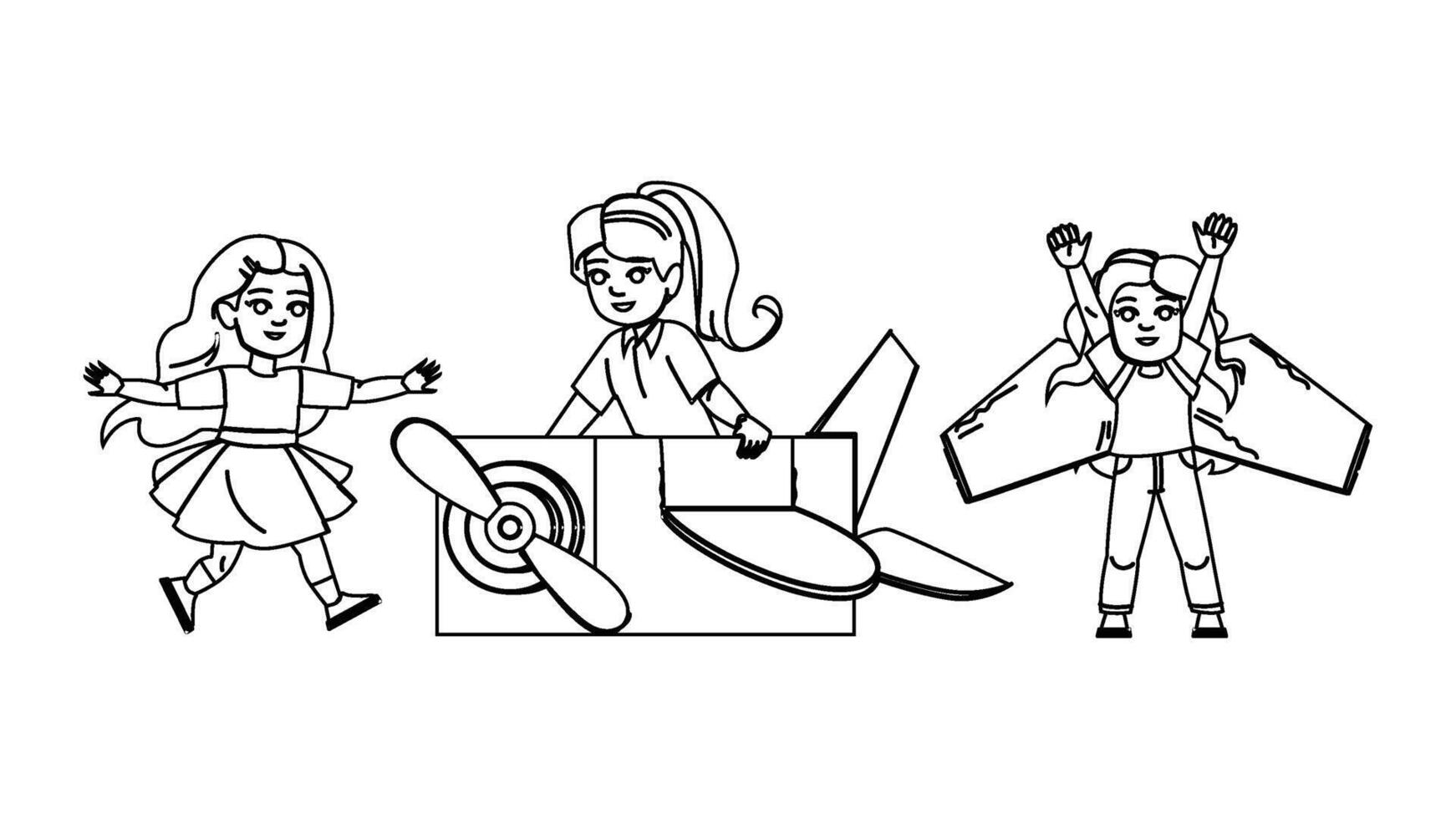 dream kid girl fly people vector