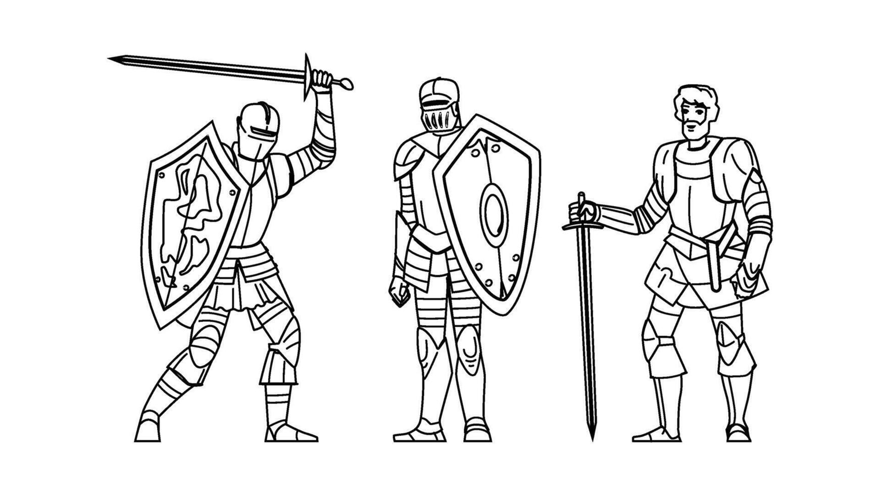 shield knight medieval people vector