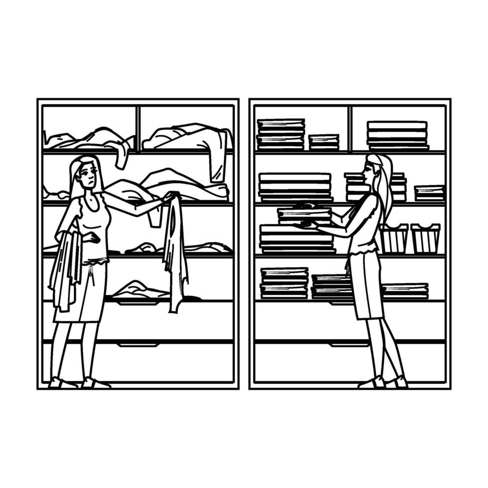 sort organize closet woman people vector