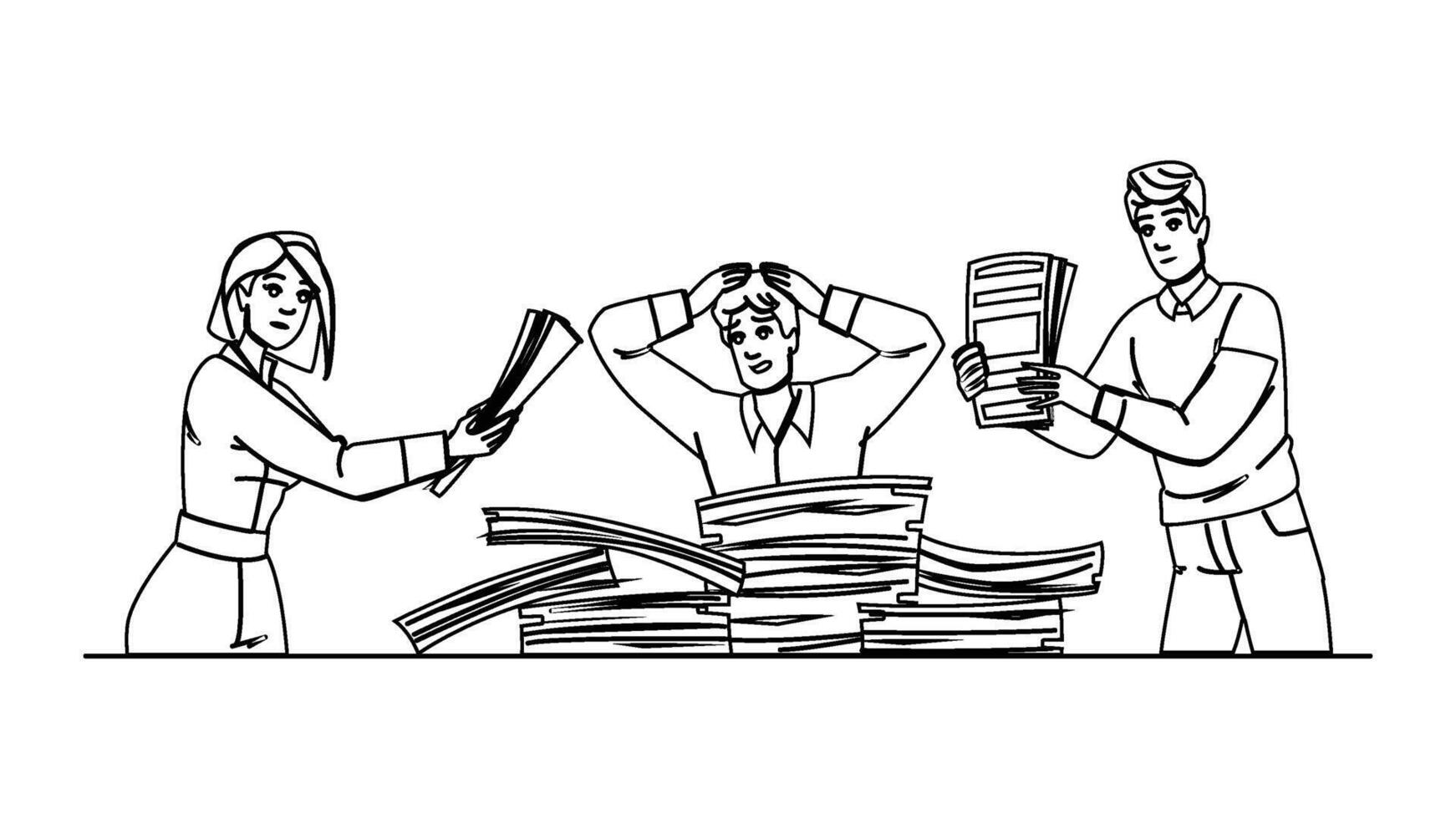 exhaustion overwhelmed employee disarray people vector