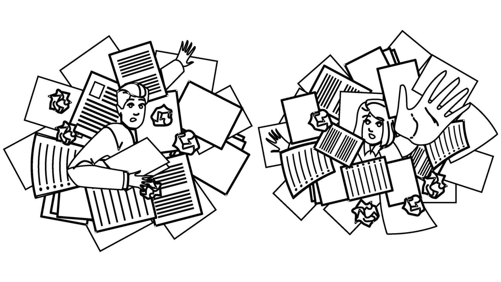 overload paper work stress people vector