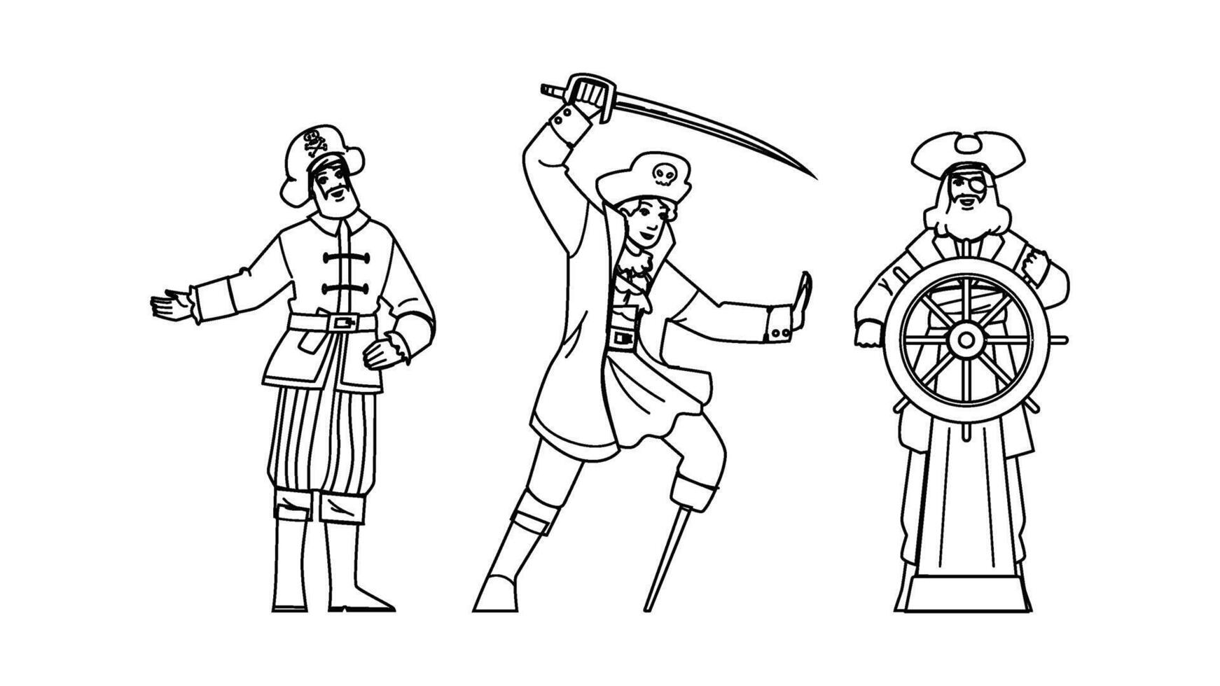 sea pirate captain people vector