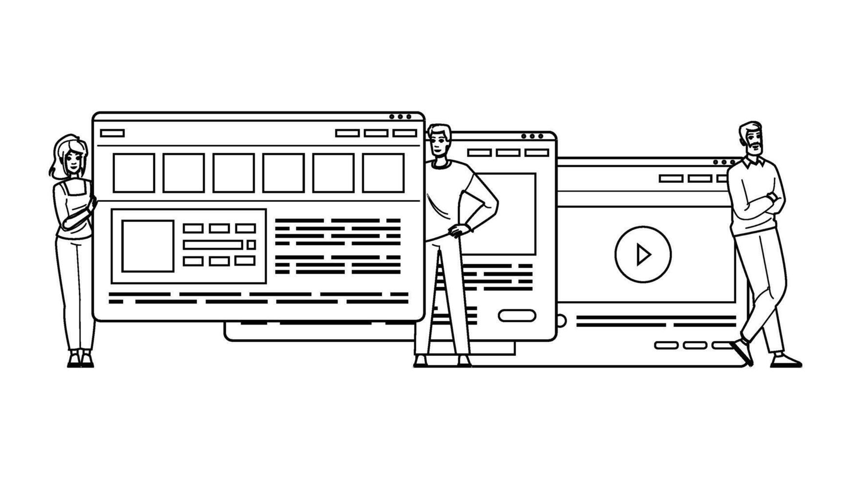 testing prototype website people vector