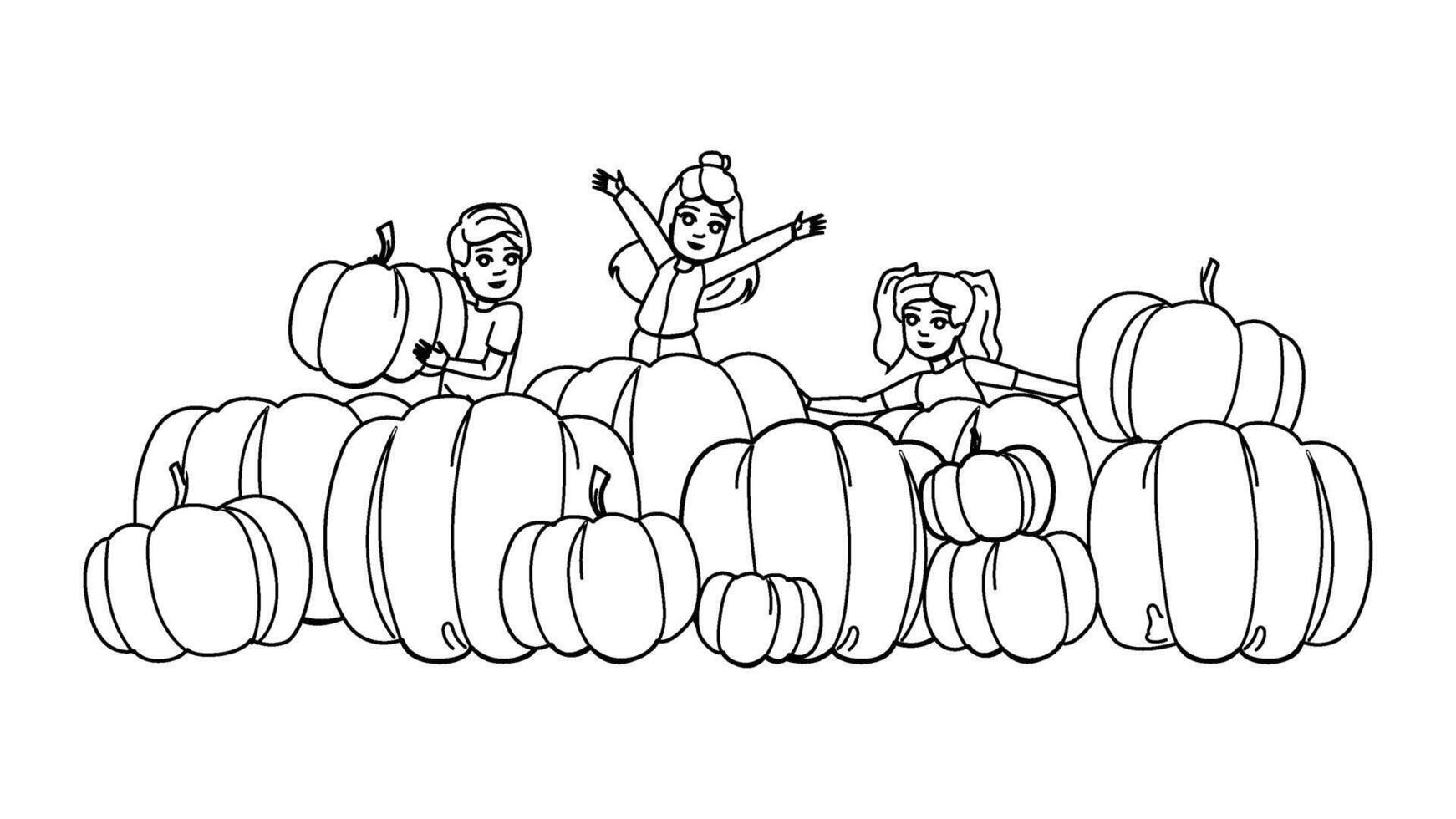 happy pumpkin patch people vector