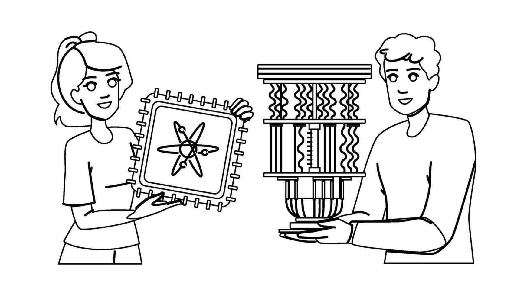 technology quantum computing research people vector