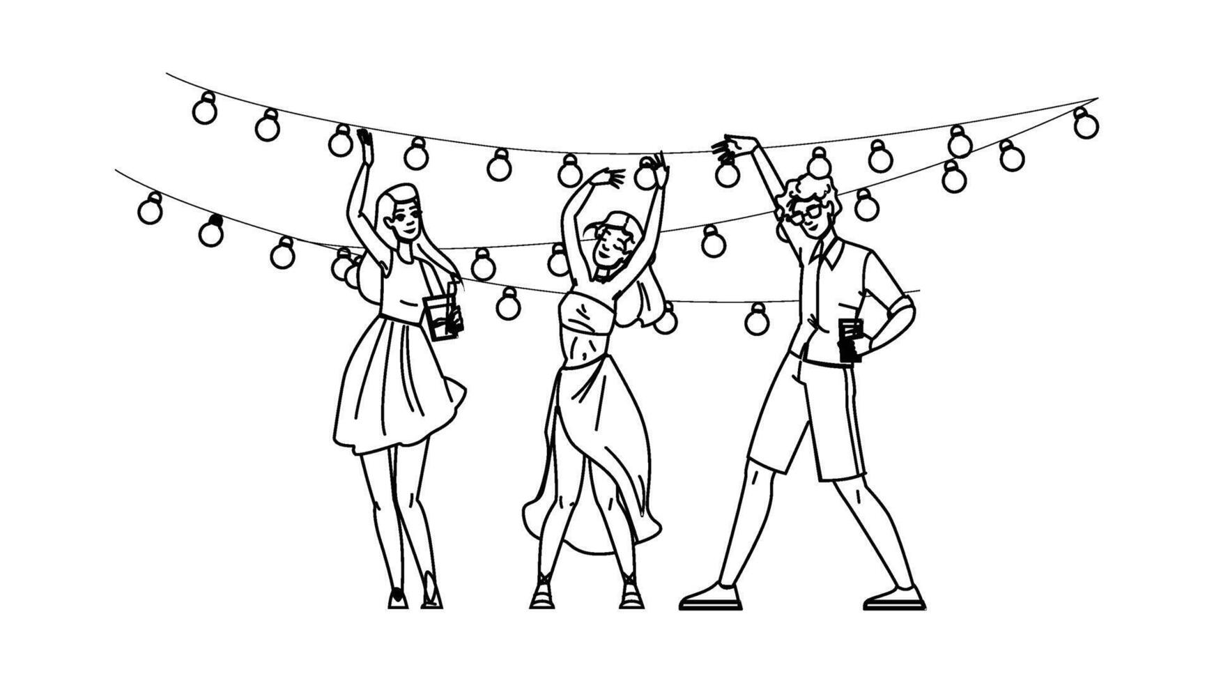 terrace rooftop party people vector