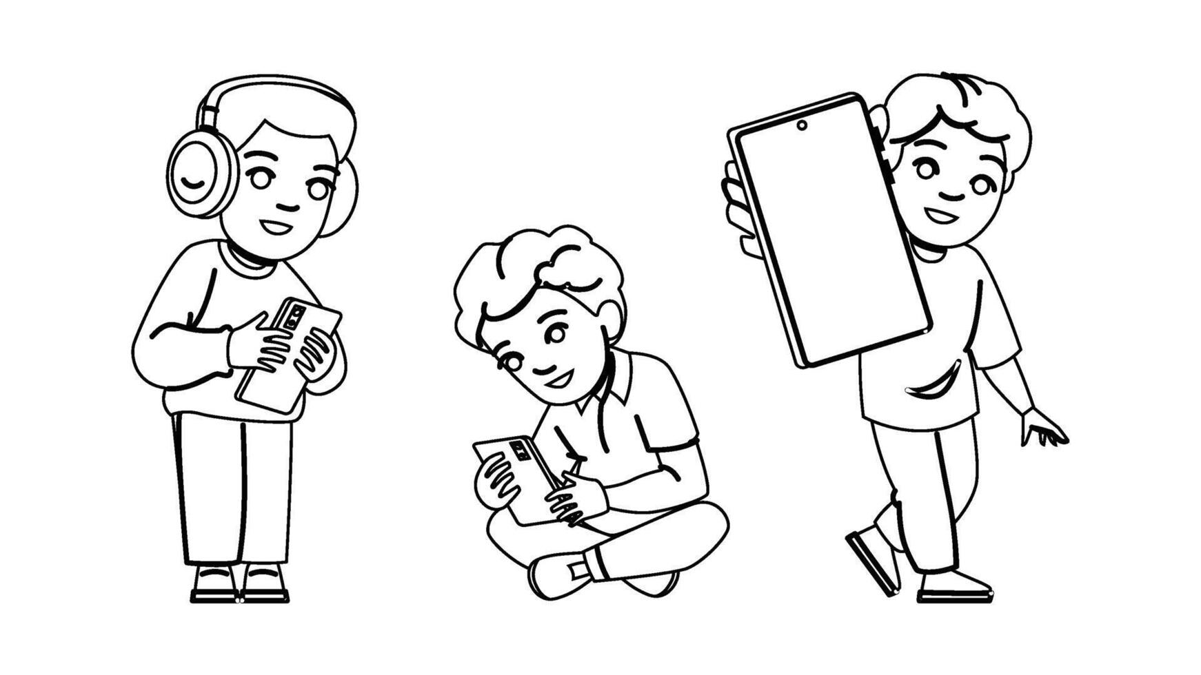 children smartphone kid boy vector