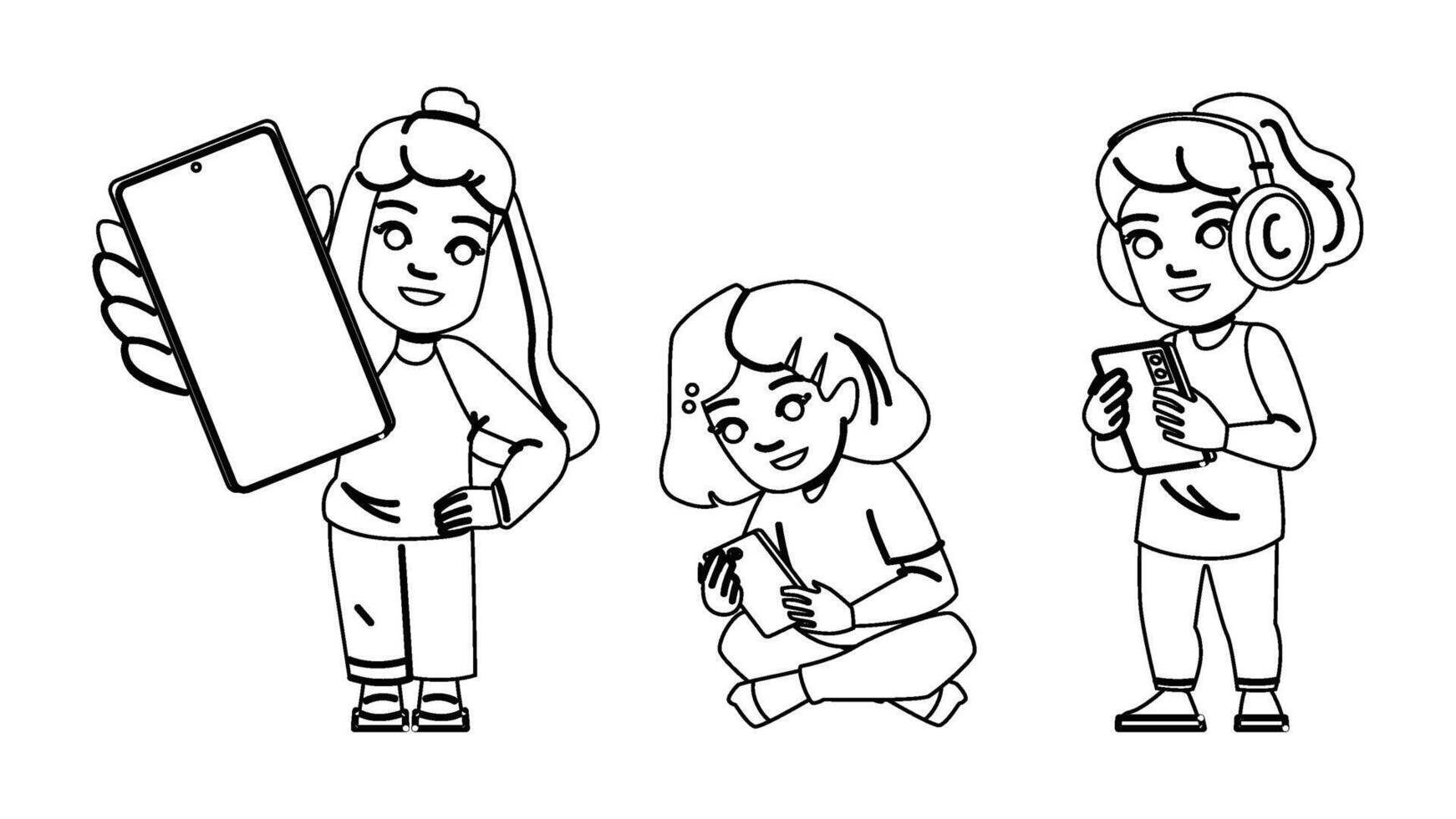 phone smartphone kid girl vector