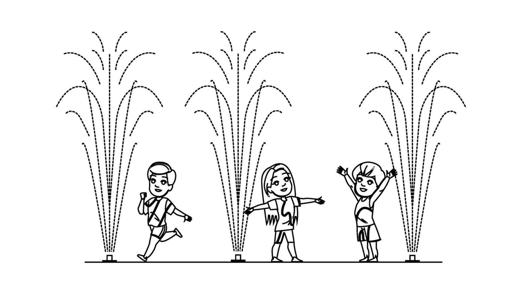 park splash pad kid people vector