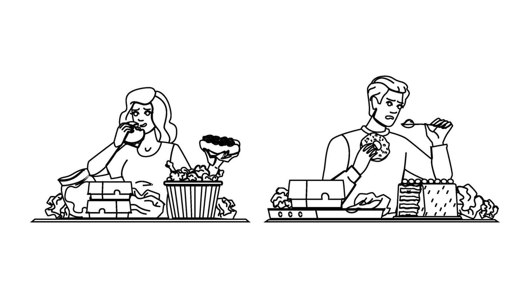 cravings stress eating people vector