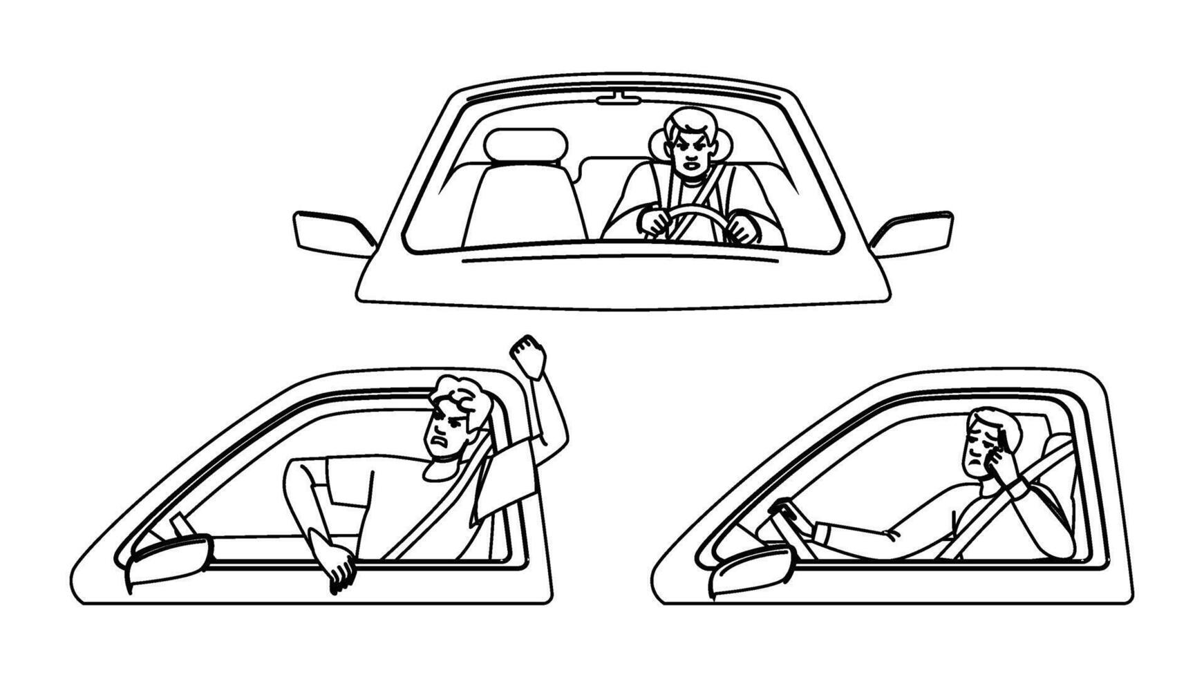frustration stress traffic road man people vector