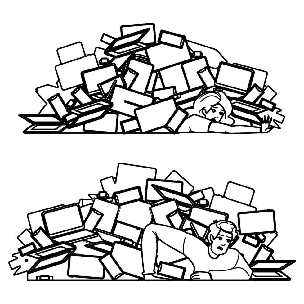 fatigue stress technology overload people vector