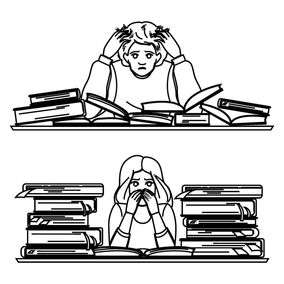 concentration student exam people vector